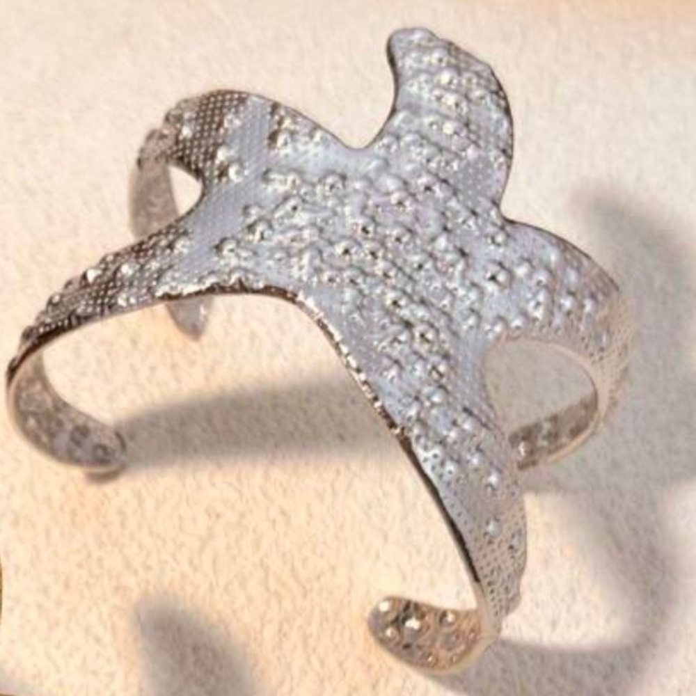 Silver Starfish Cuff Bracelet